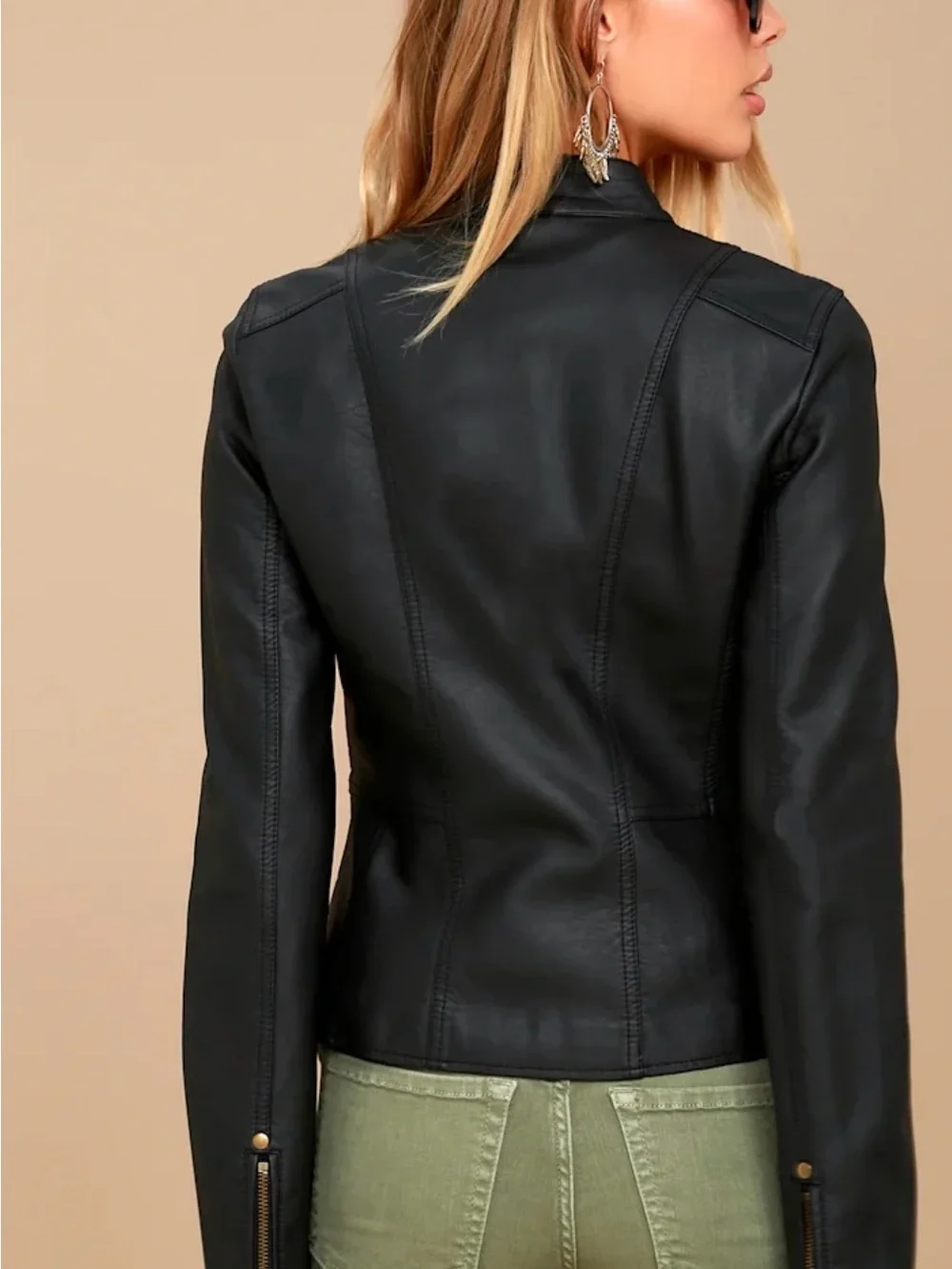 Peace of Mind Black Vegan Leather Moto Jacket - Picture 2 of 9